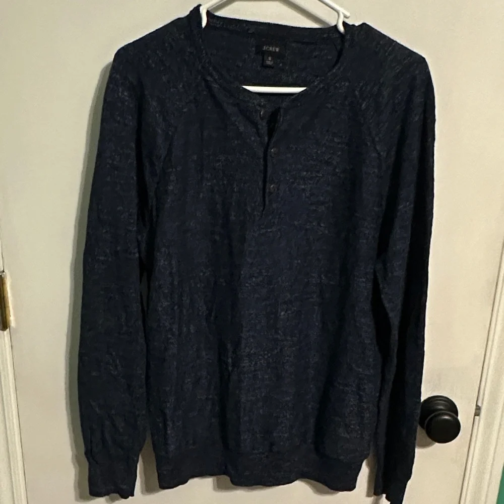 0245 J. Crew Dark Blue Long Sleeve Henley sweater size small men’s‎